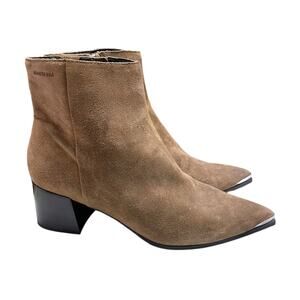 Kenneth Cole Roanne Suede Boot Size 8.5 Western Wingtip Bootie Pointed Toe NEW